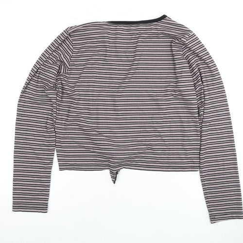 Select Women's Black Striped Long Sleeve Top Size 16