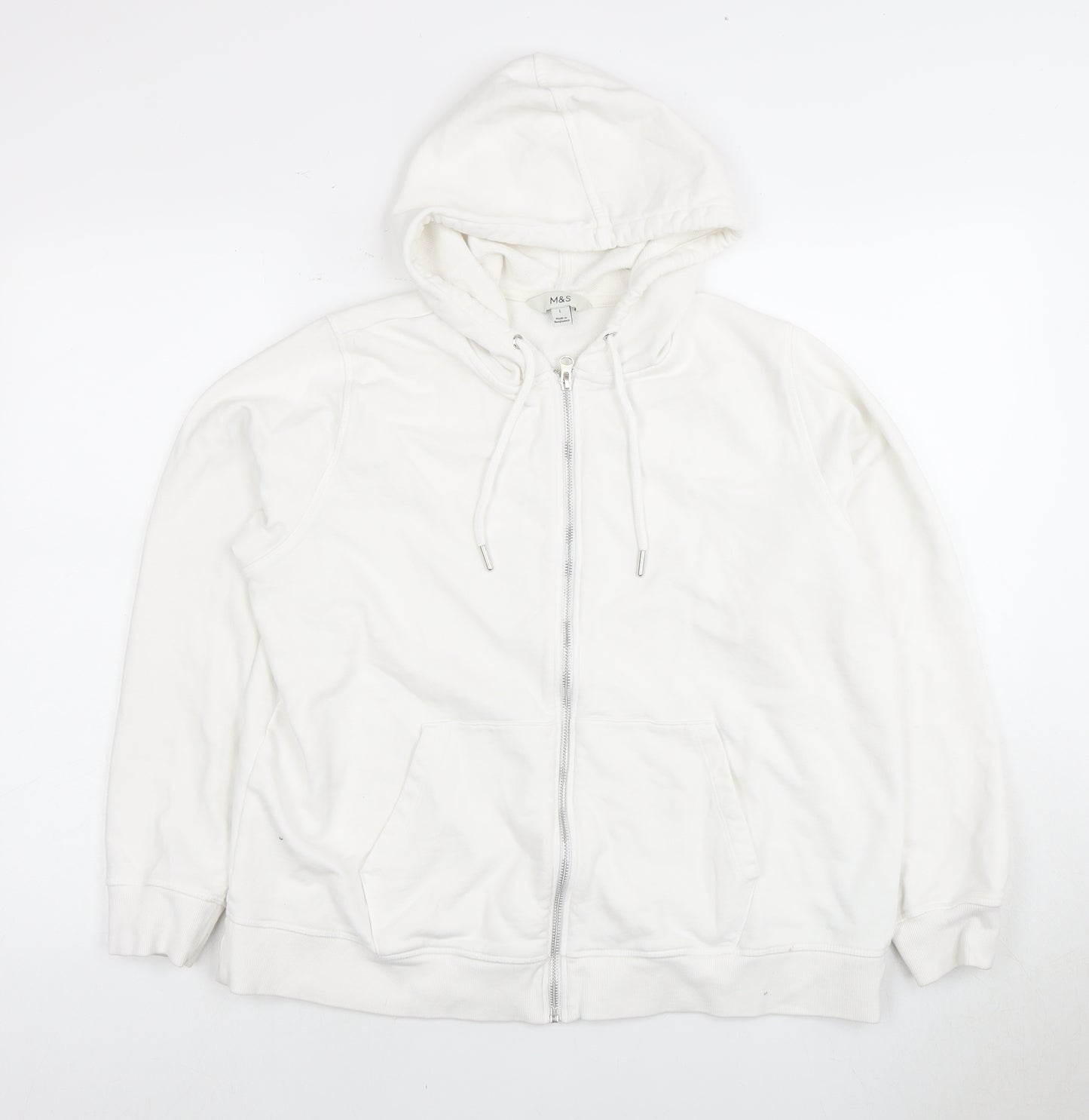 Marks and Spencer Women's White Full Zip Hoodie L