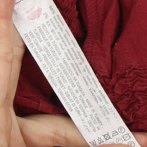 ZARA Women's Red Cropped Balloon Sleeve Blouse, Size 10