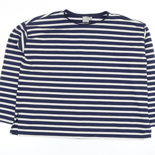 ASOS Women's Blue Striped T-Shirt UK 10 Casual