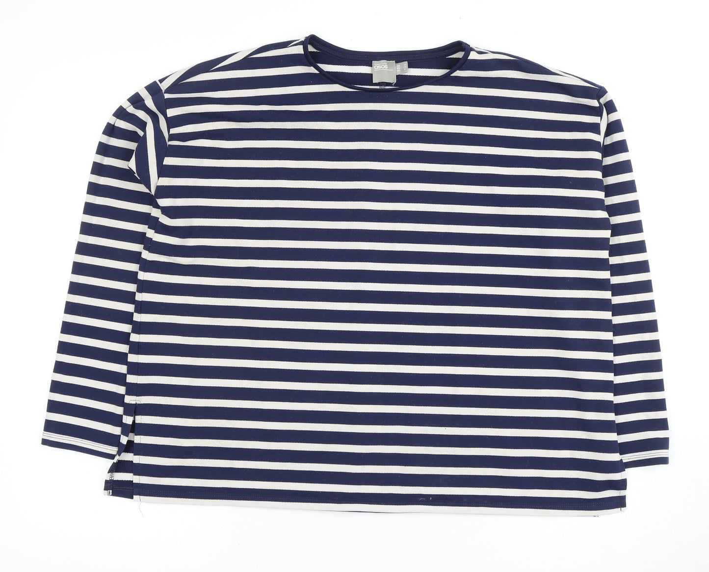 ASOS Women's Blue Striped T-Shirt UK 10 Casual