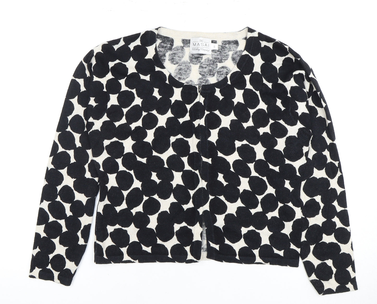 Masai Women's Black Cardigan, Size S, Animal Print
