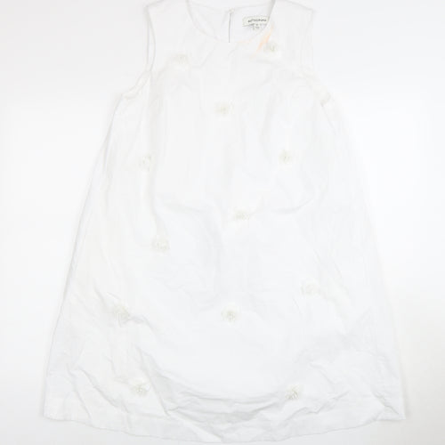 Autograph Women's White Sleeveless Embroidered Dress, Size 10