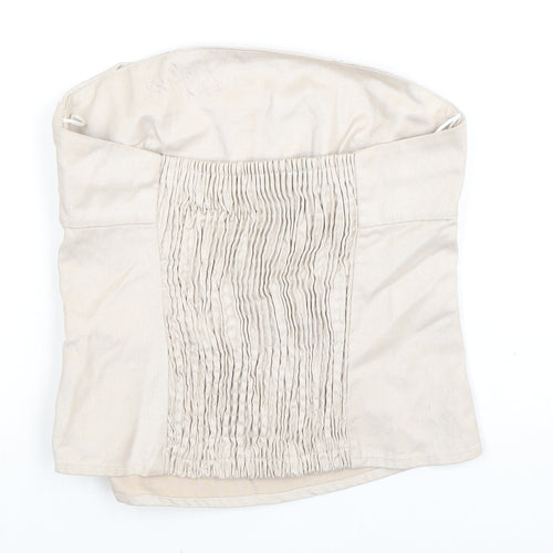 Zara Women's Beige Sleeveless Top, Size S