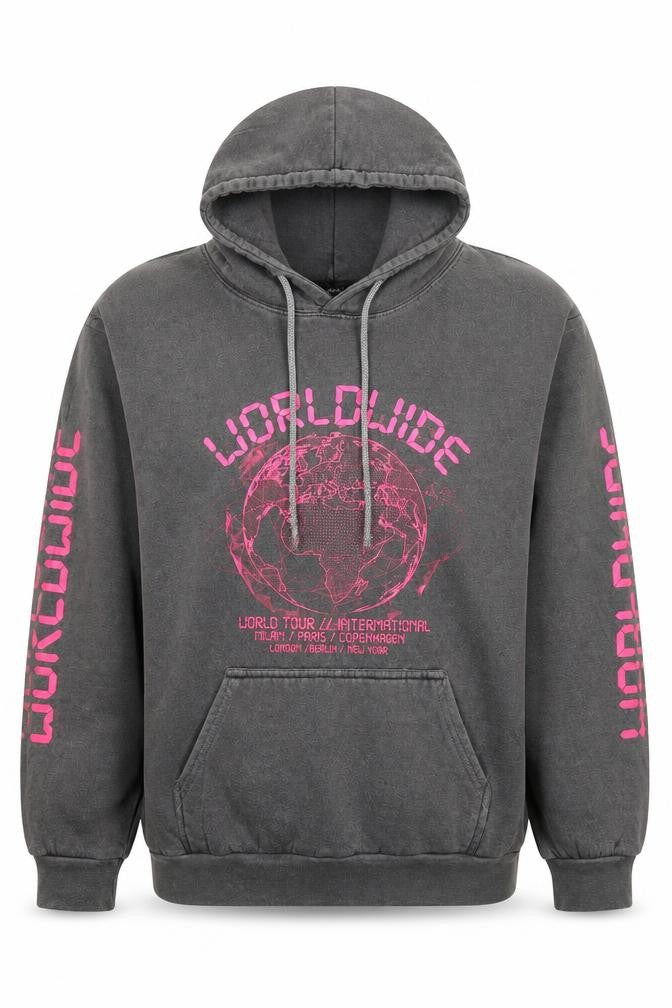 Front view of PRETTYLITTLETHING Women's Grey L Pullover Hoodie