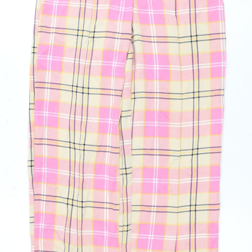 Monki Women's Pink Plaid Trousers Size 6