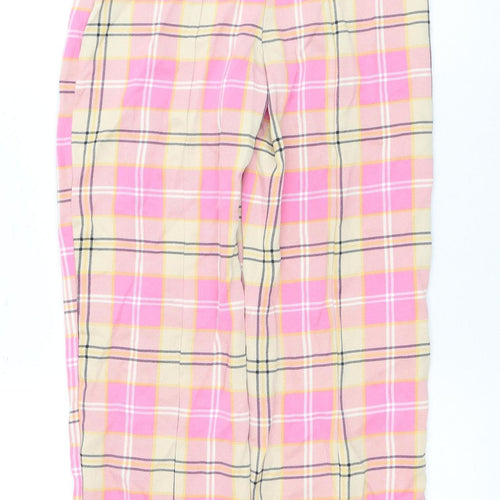 Monki Women's Pink Plaid Trousers Size 6