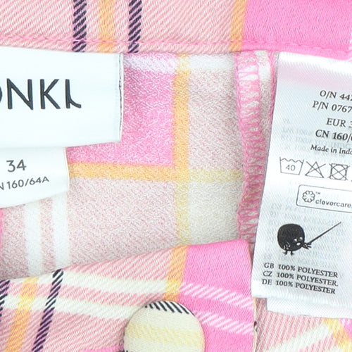 Monki Women's Pink Plaid Trousers Size 6