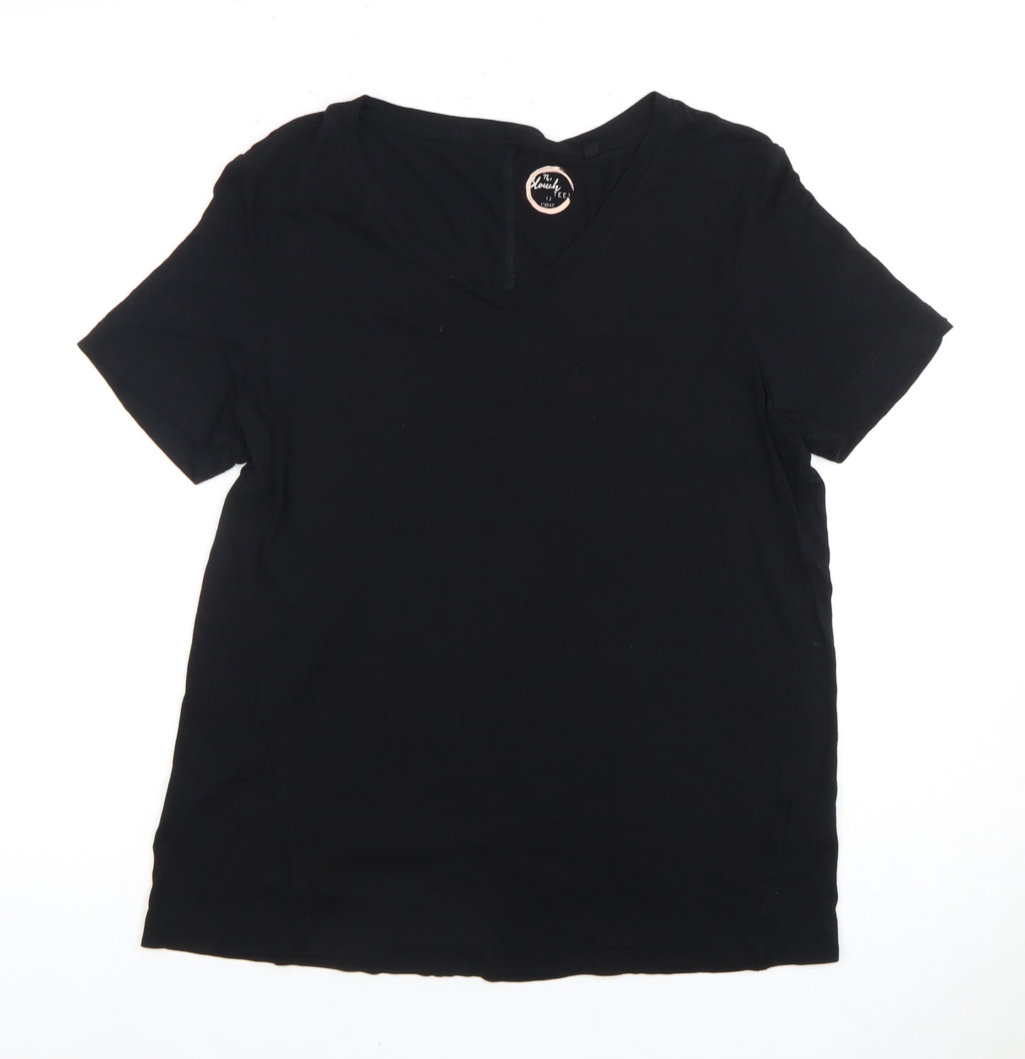 Next Women's Black V-Neck T-Shirt Size 12