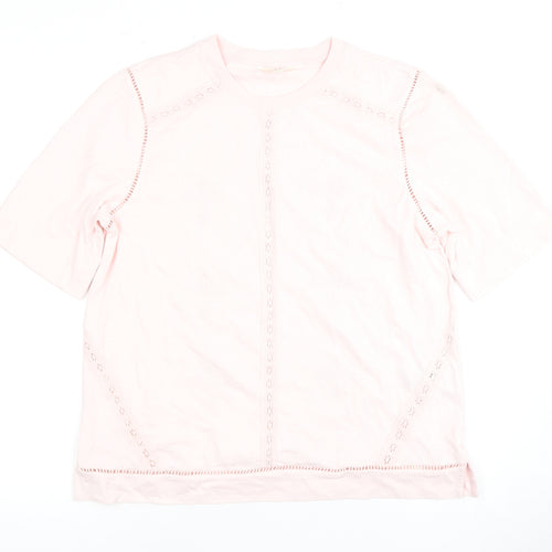 Marks and Spencer Pink Lace Accent Women's Short Sleeve Top