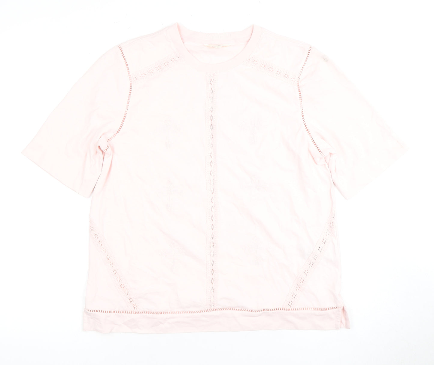 Marks and Spencer Pink Lace Accent Women's Short Sleeve Top
