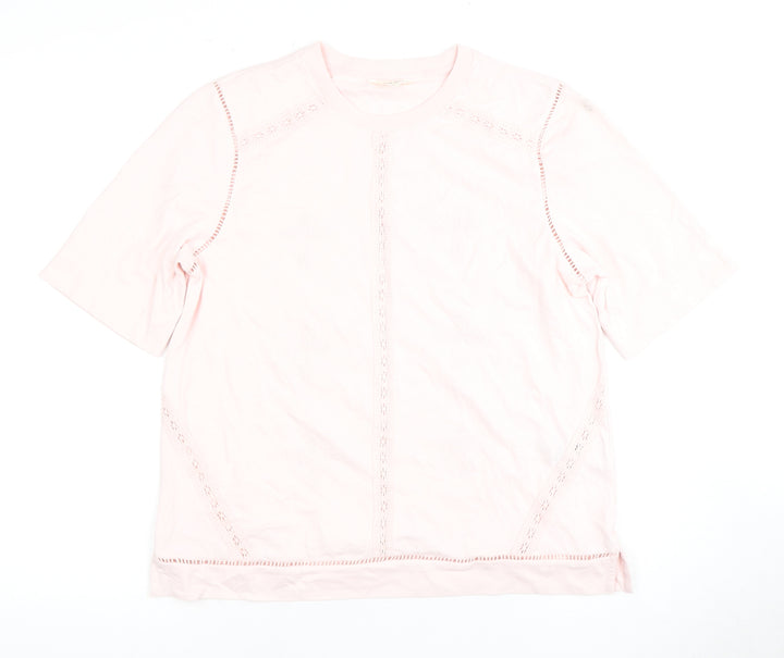 Marks and Spencer Pink Lace Accent Women's Short Sleeve Top