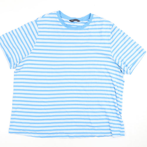 Marks and Spencer Women Blue Striped T-Shirt Size 18