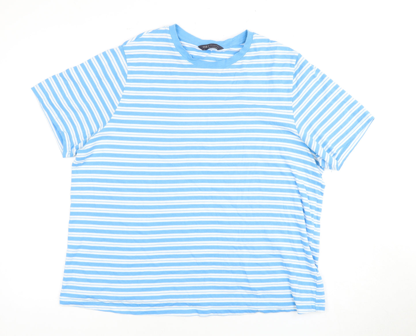 Marks and Spencer Women Blue Striped T-Shirt Size 18