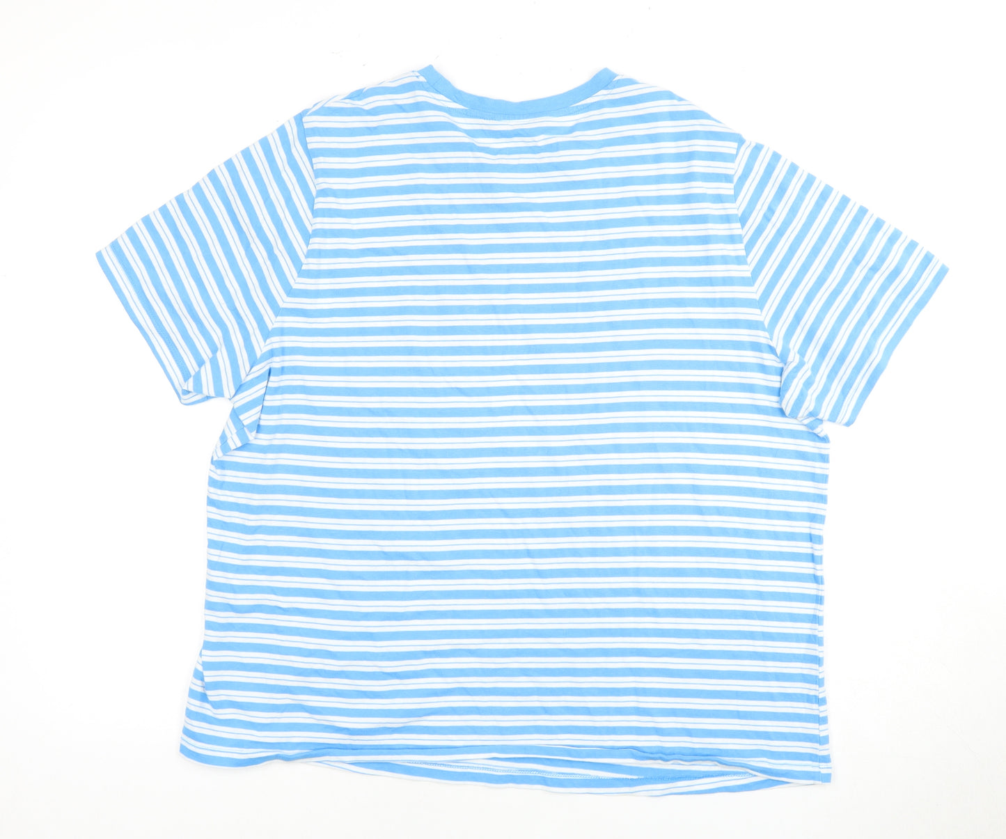 Marks and Spencer Women Blue Striped T-Shirt Size 18