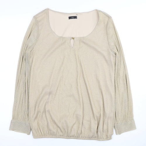 M&CO Women's Gold Long Sleeve Button Blouse Size 12
