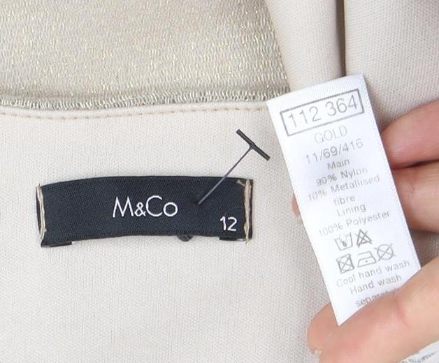 M&CO Women's Gold Long Sleeve Button Blouse Size 12