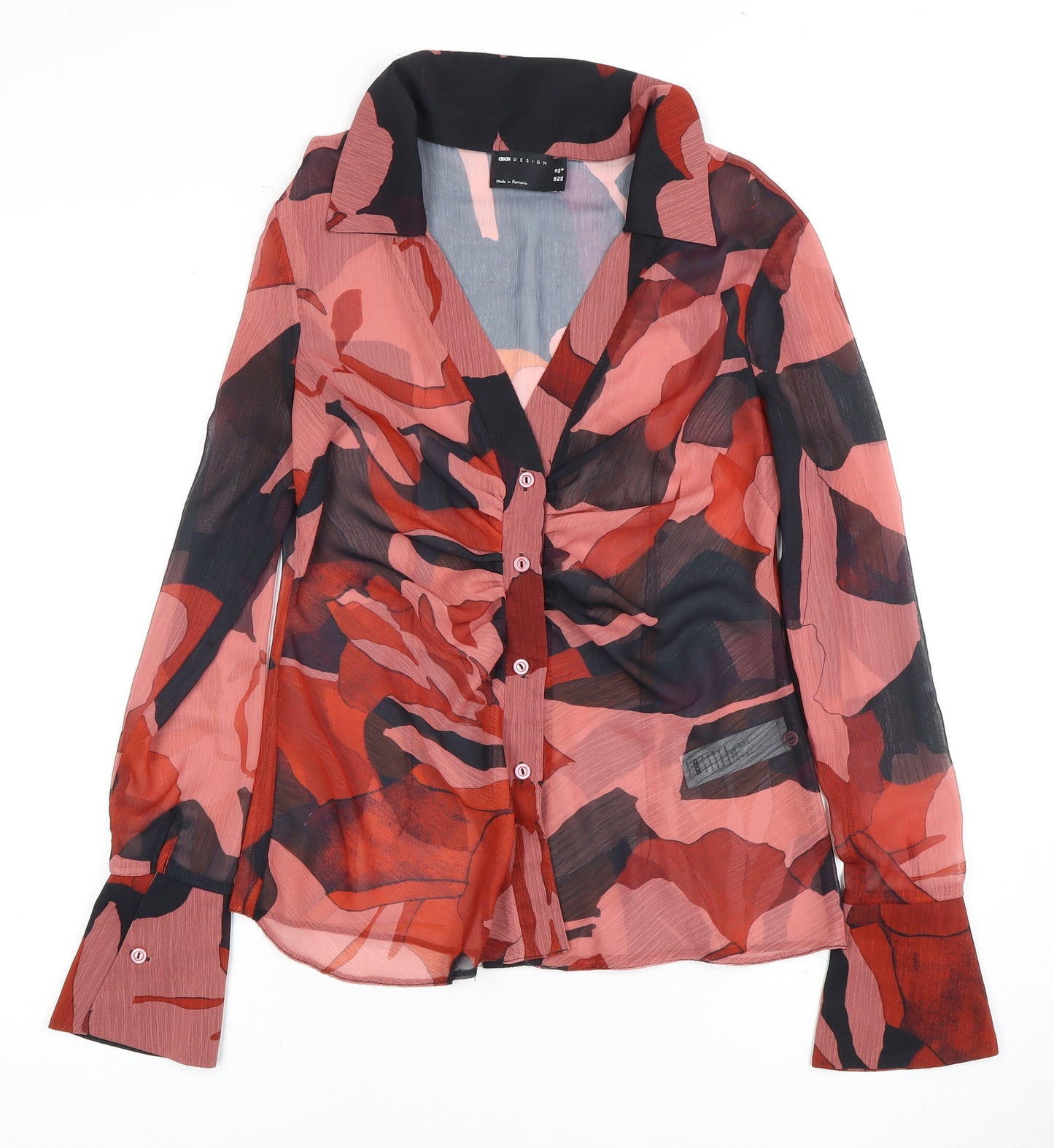 ASOS DESIGN Multicoloured Floral Blouse, UK 10, Long Sleeve