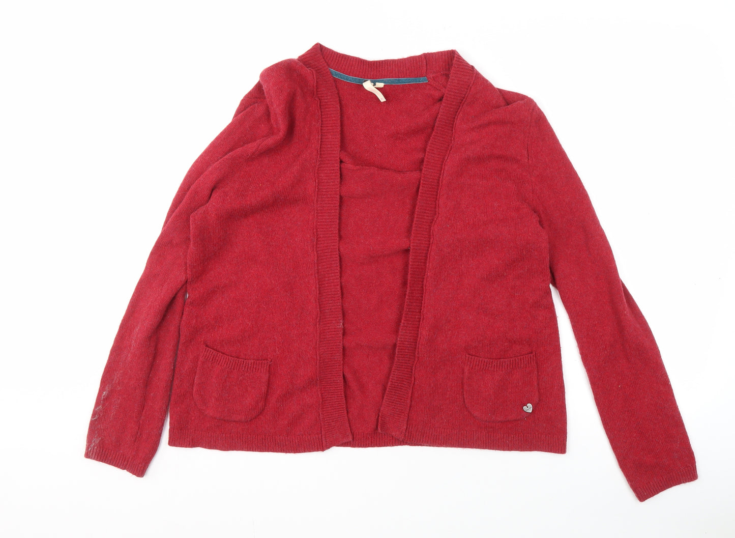 White Stuff Women's Red Open Front Cardigan Size 16