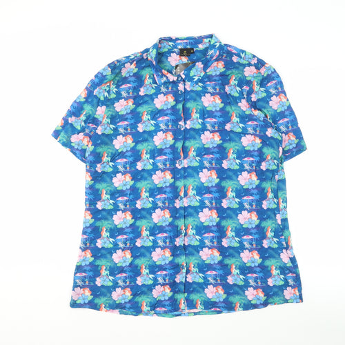 Disney Princess Beach Shirt Blue 2XL Unisex Short Sleeve