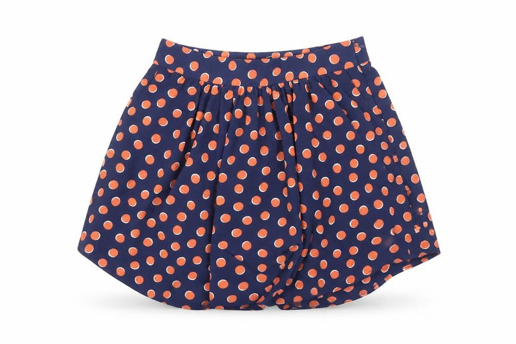 Front view of Gap Women's Blue Polka Dot Skater Skirt, size 4