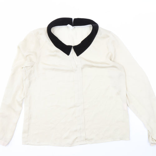 Vero Moda Women's Ivory Blouse, Size L, Collared, Casual