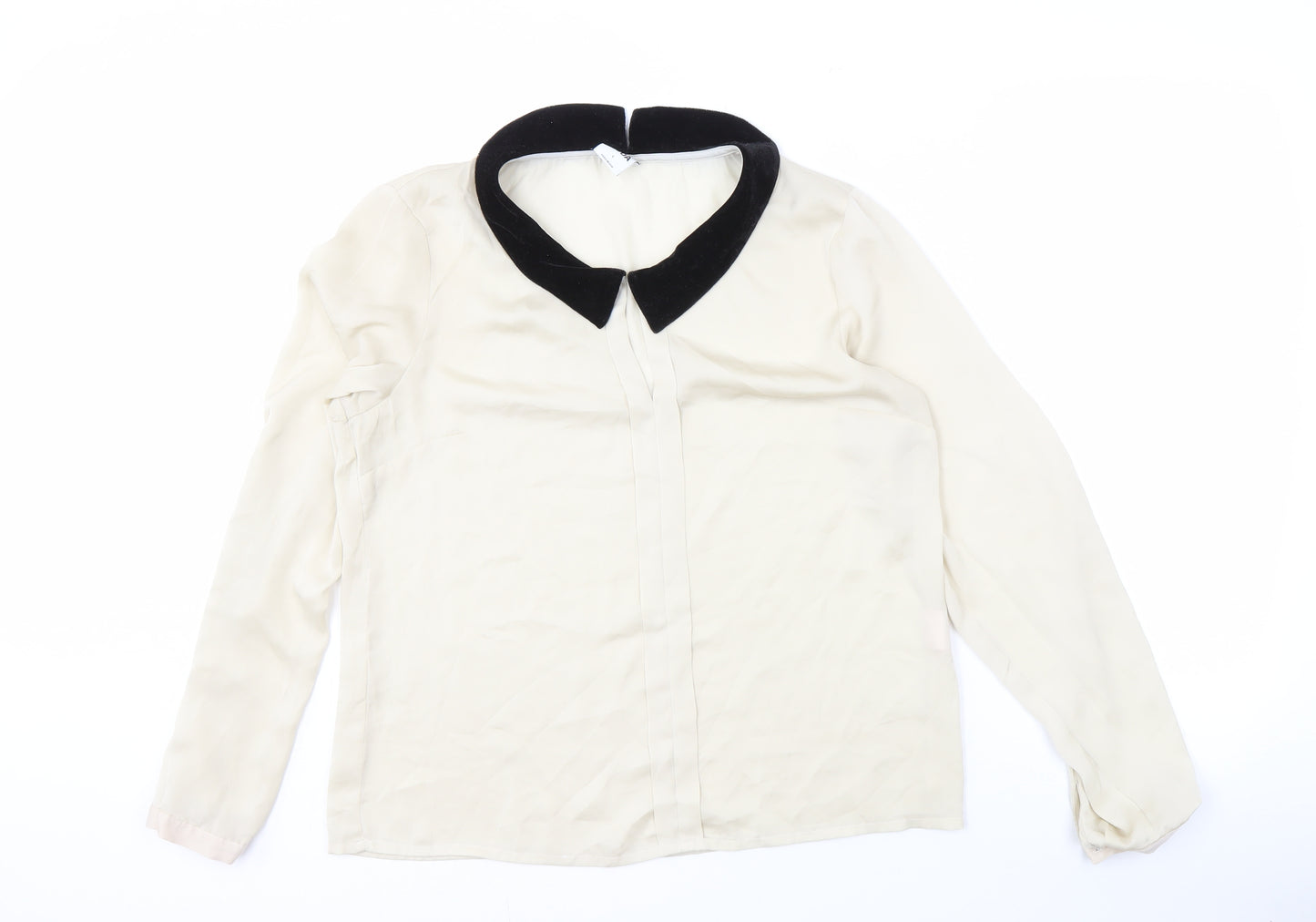 Vero Moda Women's Ivory Blouse, Size L, Collared, Casual