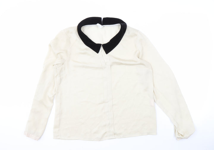 Vero Moda Women's Ivory Blouse, Size L, Collared, Casual