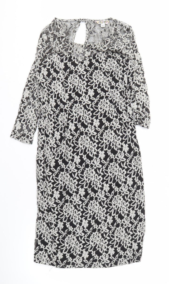 Joe Browns Women's Black Ivory Lace Sheath Dress Size 14