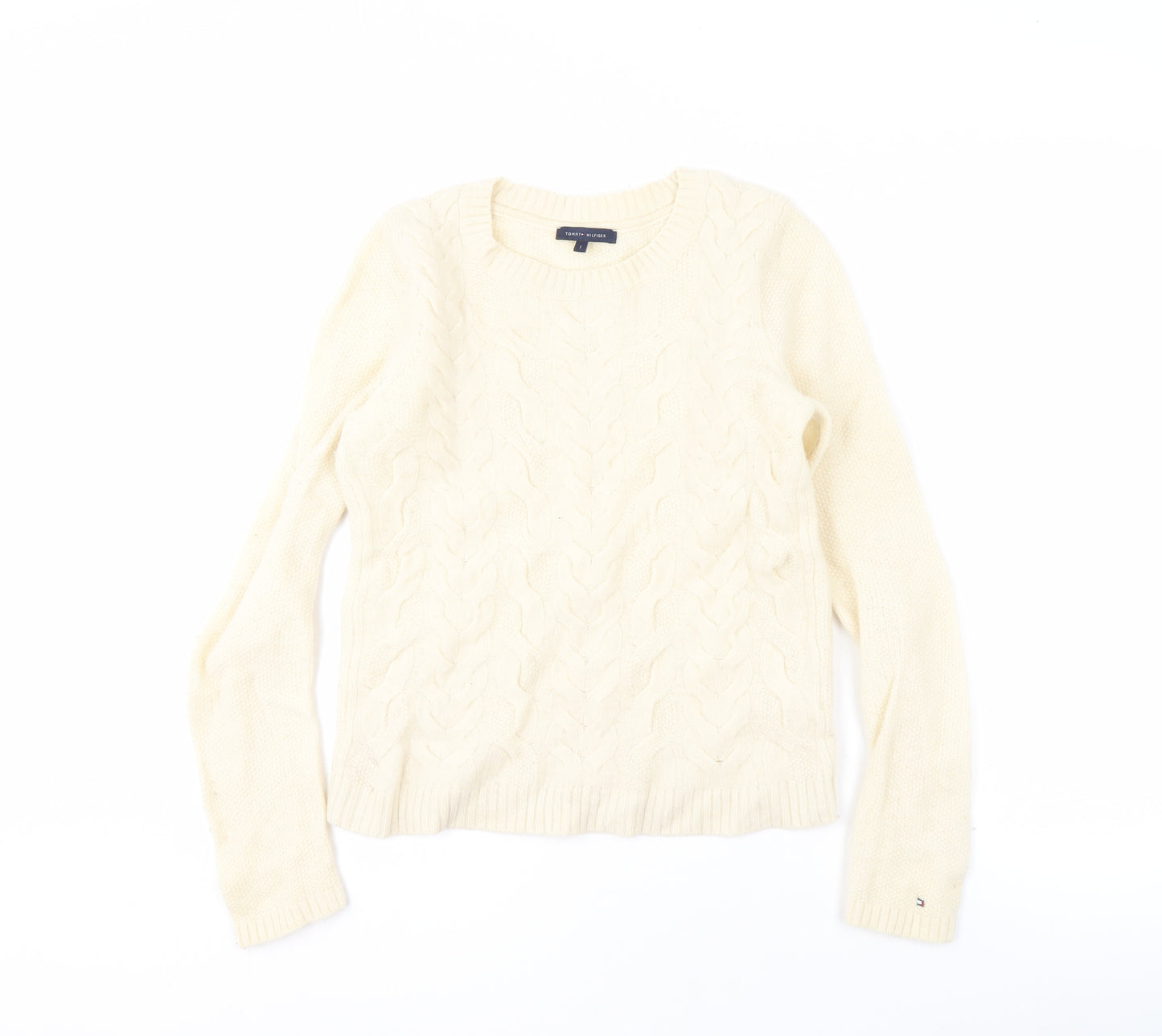 Tommy Hilfiger Ivory Cable-Knit Pullover Jumper S