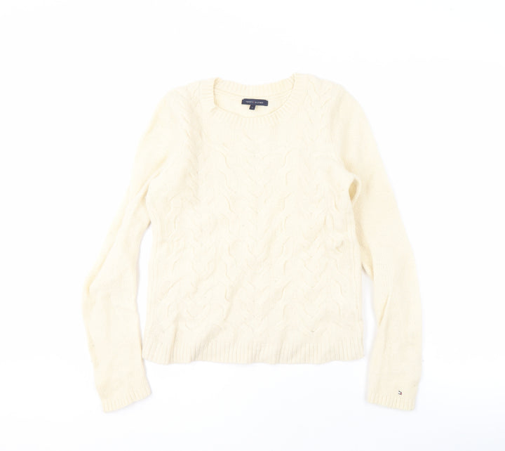 Tommy Hilfiger Ivory Cable-Knit Pullover Jumper S