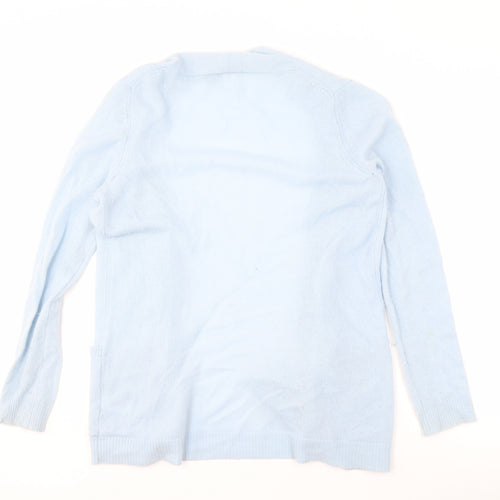 John Lewis Women's Blue Open Front Cardigan M 100% Cashmere