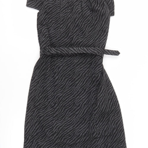 Laura Ashley Women's Black Animal Print Dress Size 12