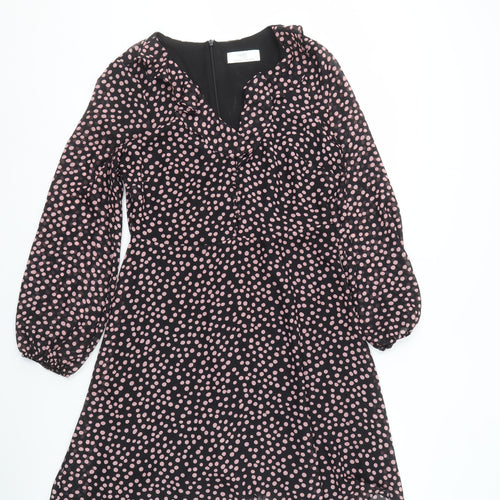 Wallis Women Black 10 Polka Dot Long Sleeve Dress