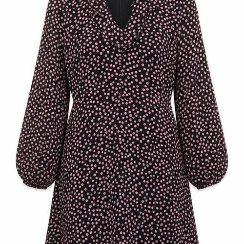 Wallis Women Black 10 Polka Dot Long Sleeve Dress