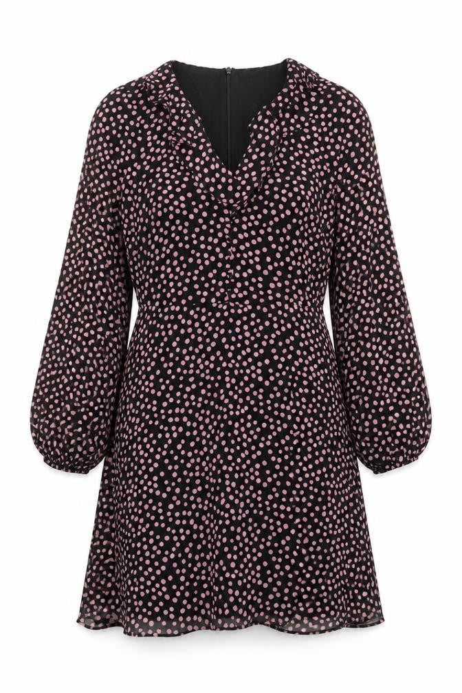 Wallis Women Black 10 Polka Dot Long Sleeve Dress