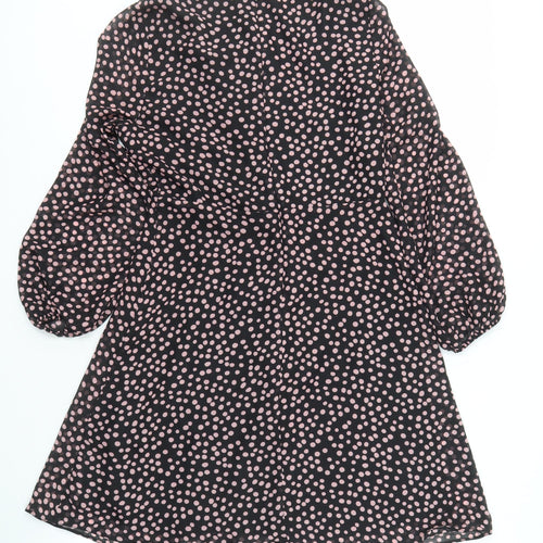 Wallis Women Black 10 Polka Dot Long Sleeve Dress