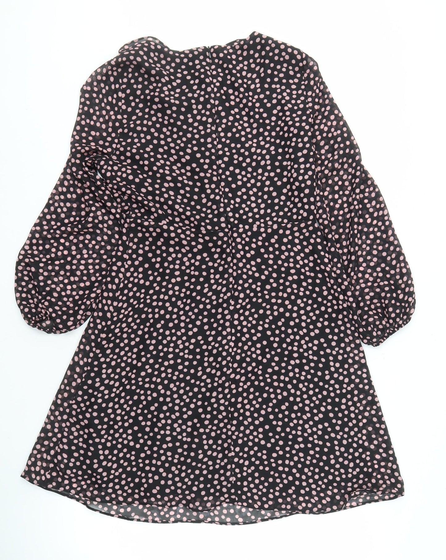Wallis Women Black 10 Polka Dot Long Sleeve Dress