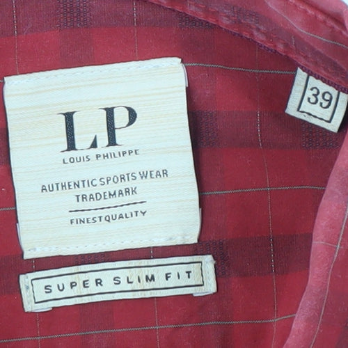 Louis Philippe Men's Red Check Extra Slim Fit Shirt