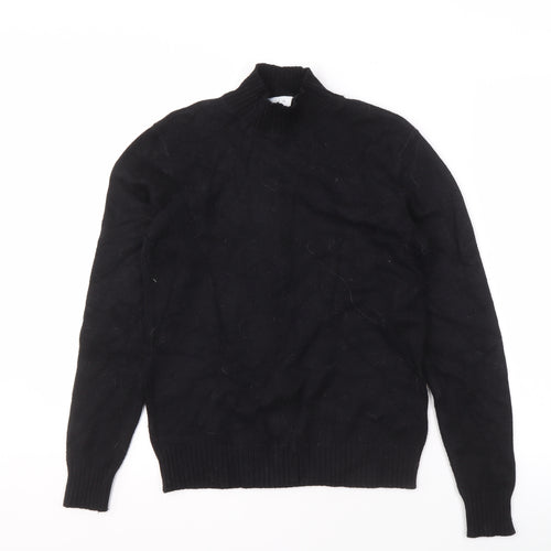 VILA Black Pullover Jumper M Unisex High Neck Knit