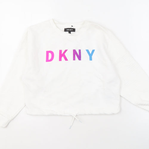 DKNY Women's White Pullover Sweatshirt Size 10