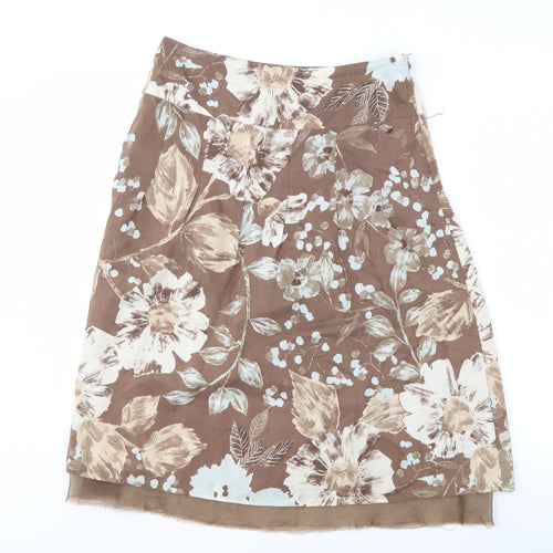 Principles Floral Silk Cotton A-Line Skirt, Size 10