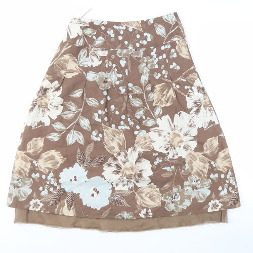 Principles Floral Silk Cotton A-Line Skirt, Size 10