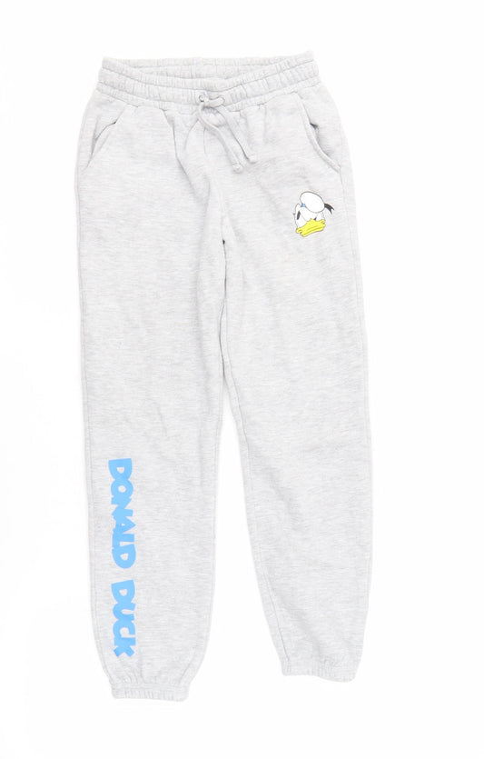 Front view of Disney girls’ grey jogger trousers 9-10 years - donald duck