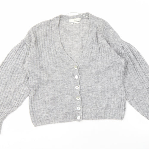 MNG Women's Grey Cardigan V-Neck M