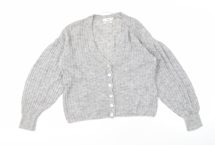 MNG Women's Grey Cardigan V-Neck M