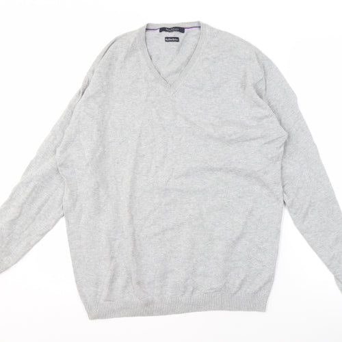 McNEAL Men's Grey V-Neck Pullover Jumper L