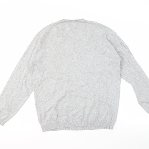 McNEAL Men's Grey V-Neck Pullover Jumper L