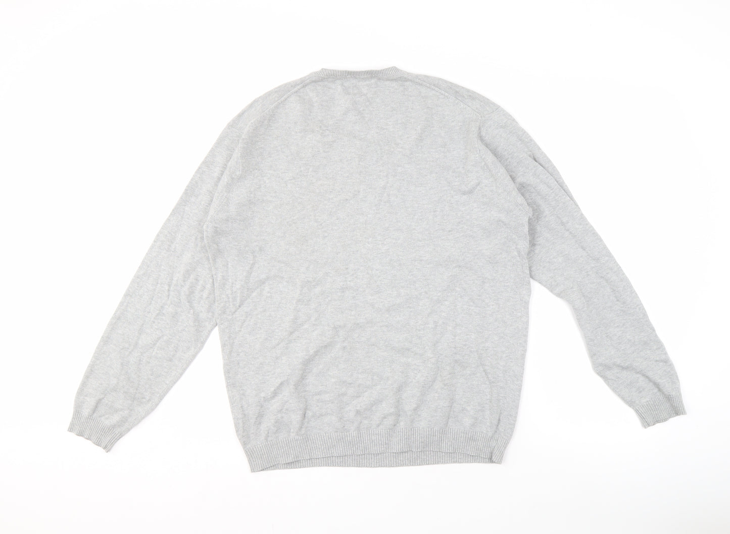 McNEAL Men's Grey V-Neck Pullover Jumper L