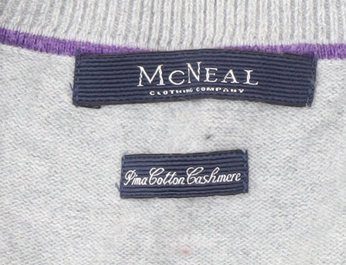 McNEAL Men's Grey V-Neck Pullover Jumper L